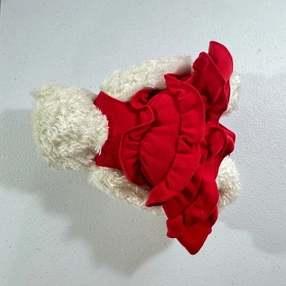 OPI White Teddy Bear Plush Red Ruffled Dress Logo Foot‎ Collectible 9 inch
